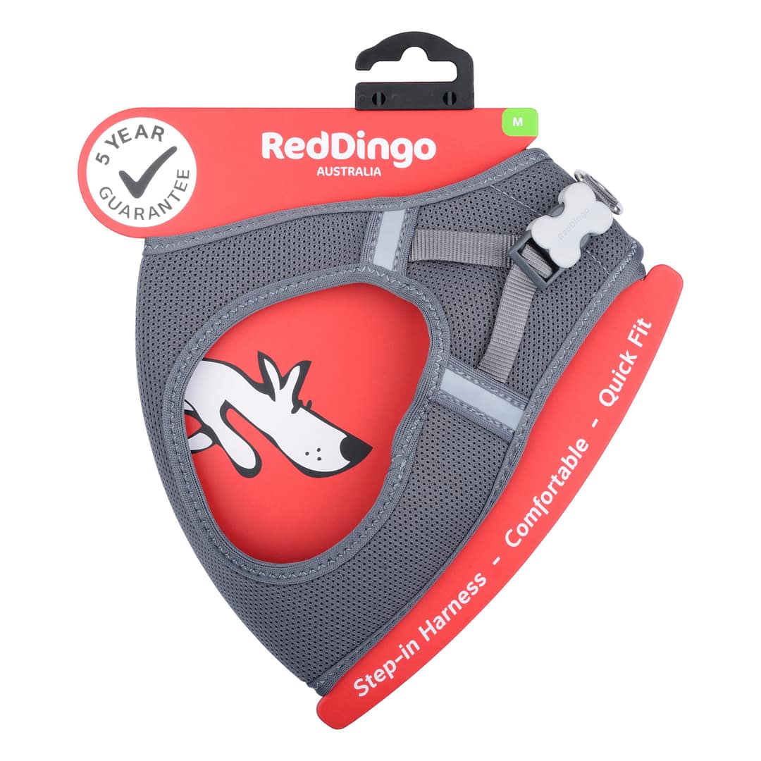 Red Dingo Dog Mesh Harness Cool Grey (7 Sizes)
