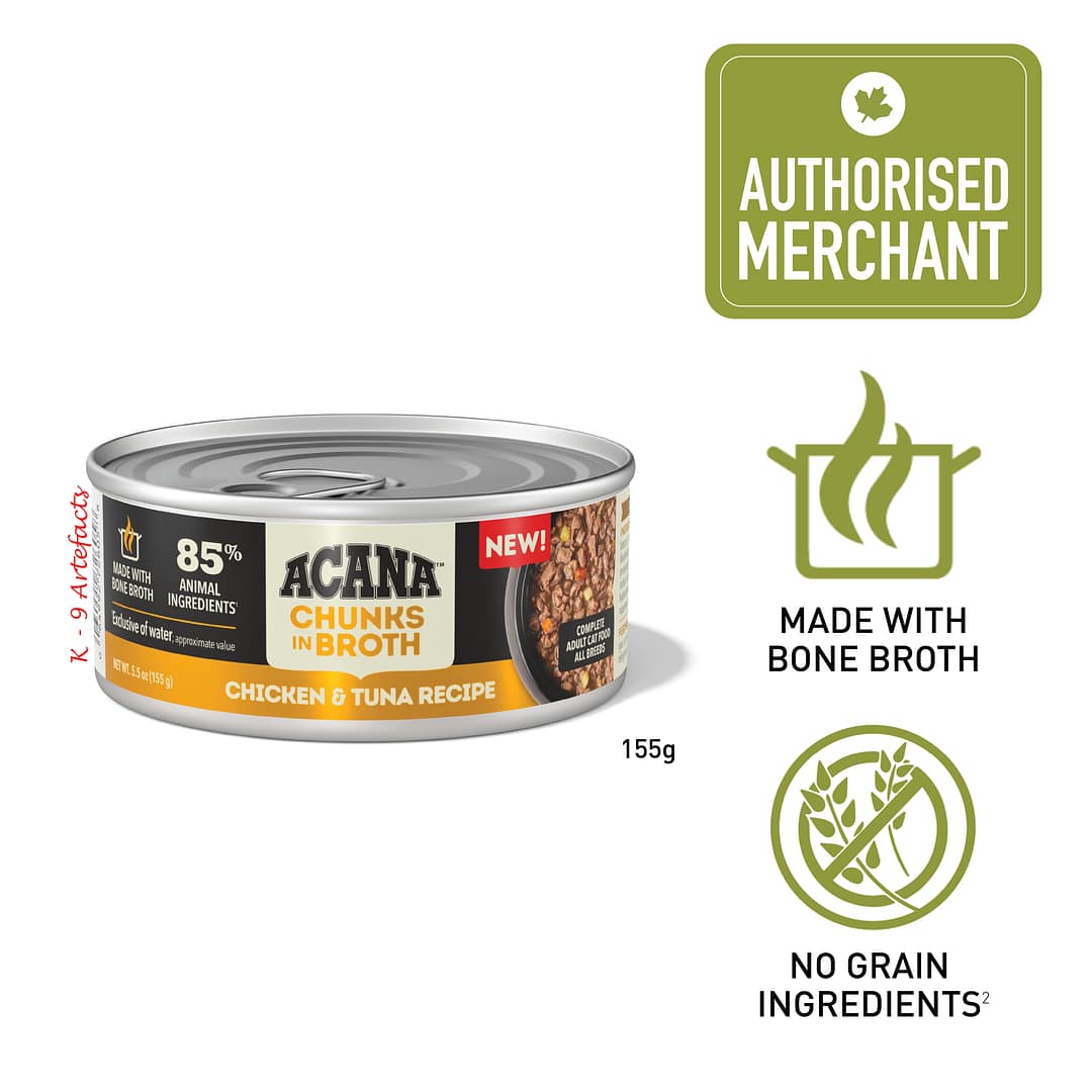 ACANA Chunks In Broth Chicken-Tuna Wet Cat Food 155g
