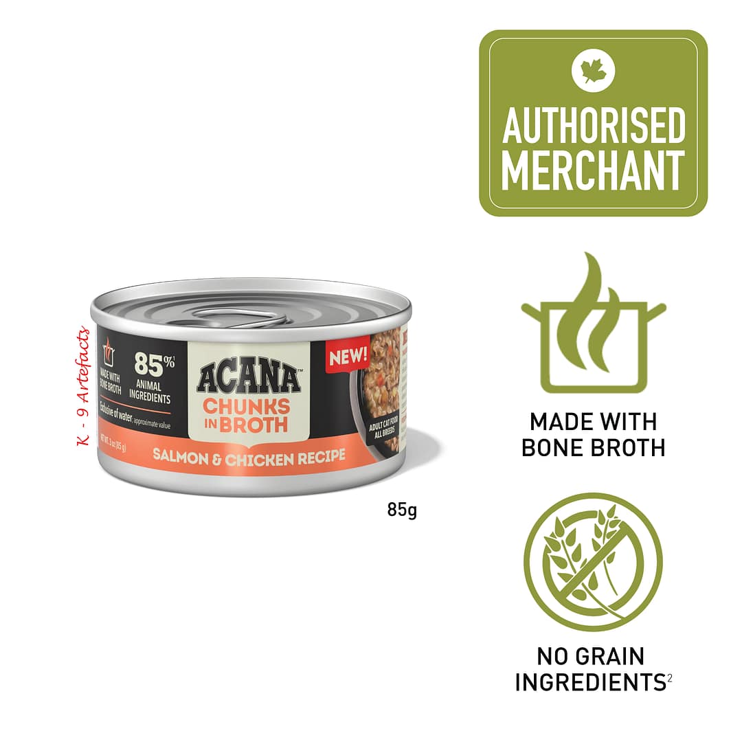 ACANA Chunks In Broth Salmon-Chicken Wet Cat Food 85g
