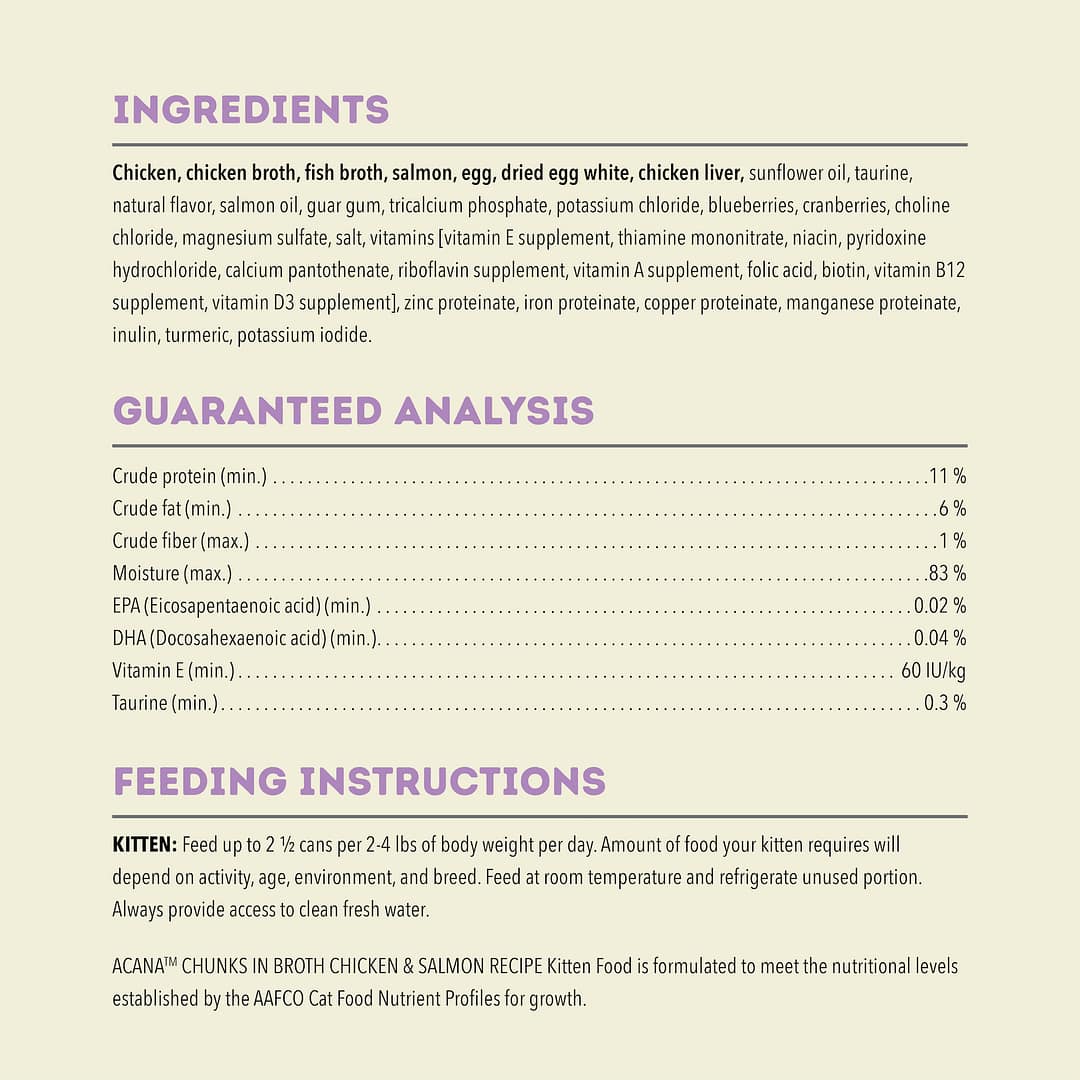 ACANA Chunks In Broth Kitten Chicken-Salmon Wet Cat Food 155g - Image 5