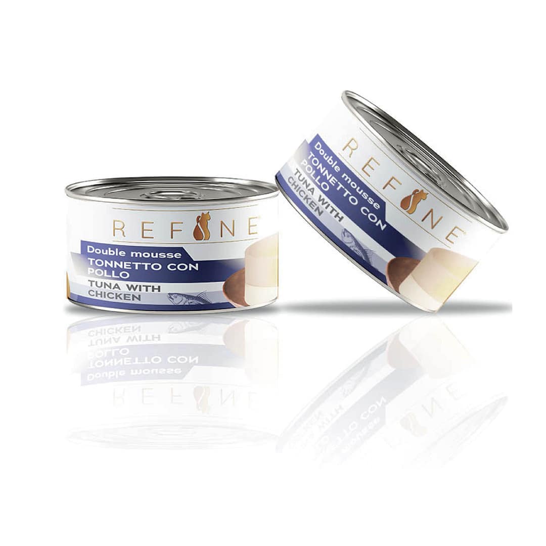 SmartHeart Refine Can Adult Cat Food - Mousse Double Layer Chicken with Salmon 85g