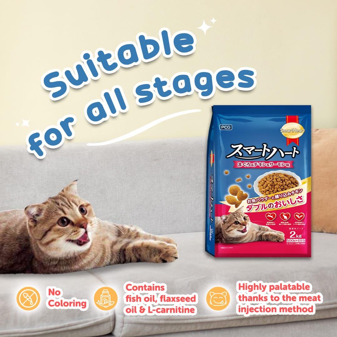 SmartHeart Plus Maguro, Chicken & Small Fish Dry Cat Food for All Life Stage 2kg (4 x 500g) - Image 3