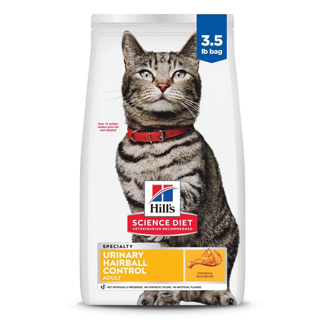 Hill's Science Diet Feline Adult Urinary & Hairball Control Chicken & Rice 3.5lb