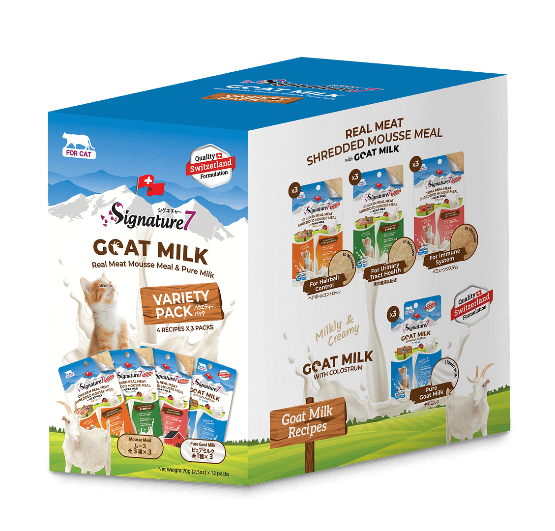 Signature7 Goat Milk Pouch Cat Food Variety Pack 840g