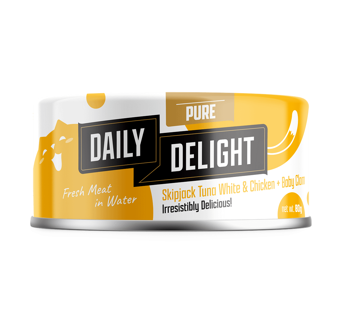 Daily Delight Pure Skipjack Tuna White & Chicken with Baby Clam Wet Cat Food 80g