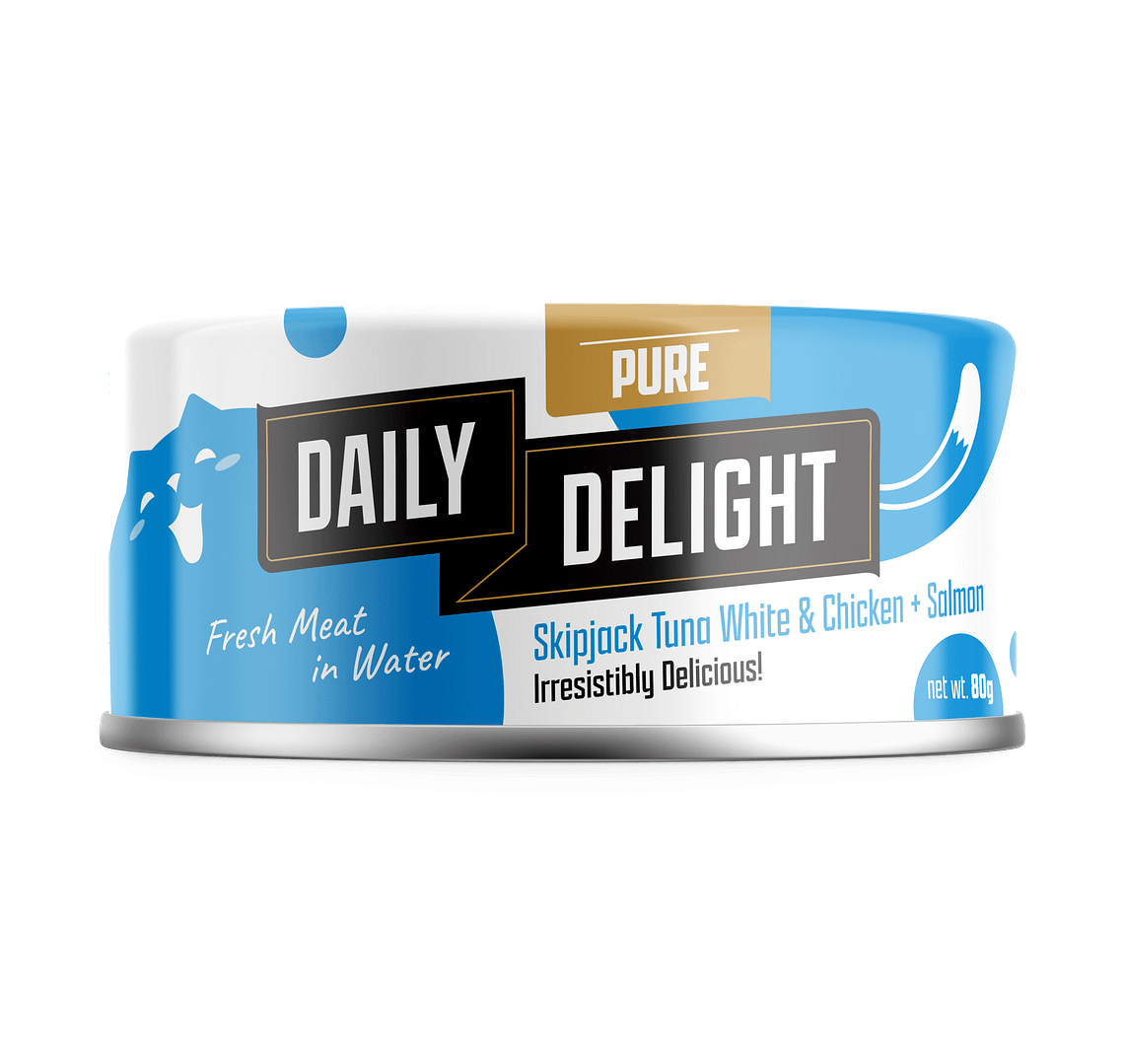 Daily Delight Pure Skipjack Tuna White & Chicken With Salmon Wet Cat Food 80g