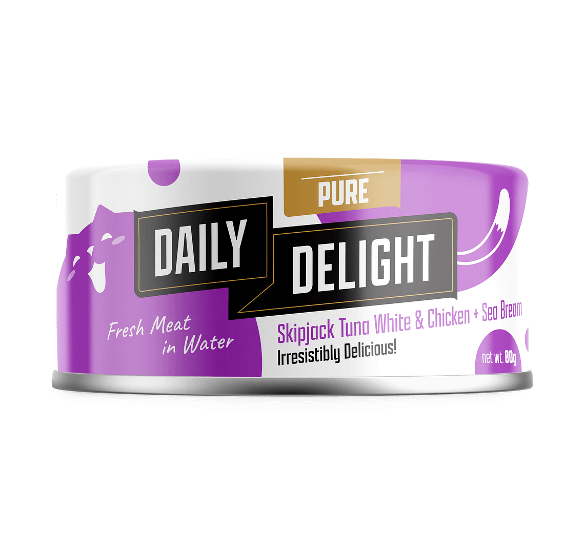 Daily Delight Pure Skipjack Tuna White & Chicken With Sea Bream Wet Cat Food 80g