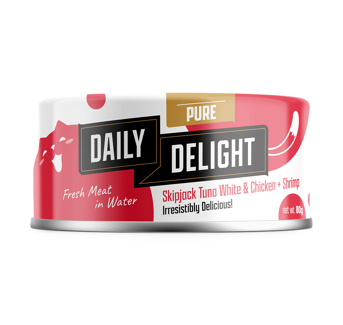 Daily Delight Pure Skipjack Tuna White & Chicken With Shrimp Wet Cat Food 80g