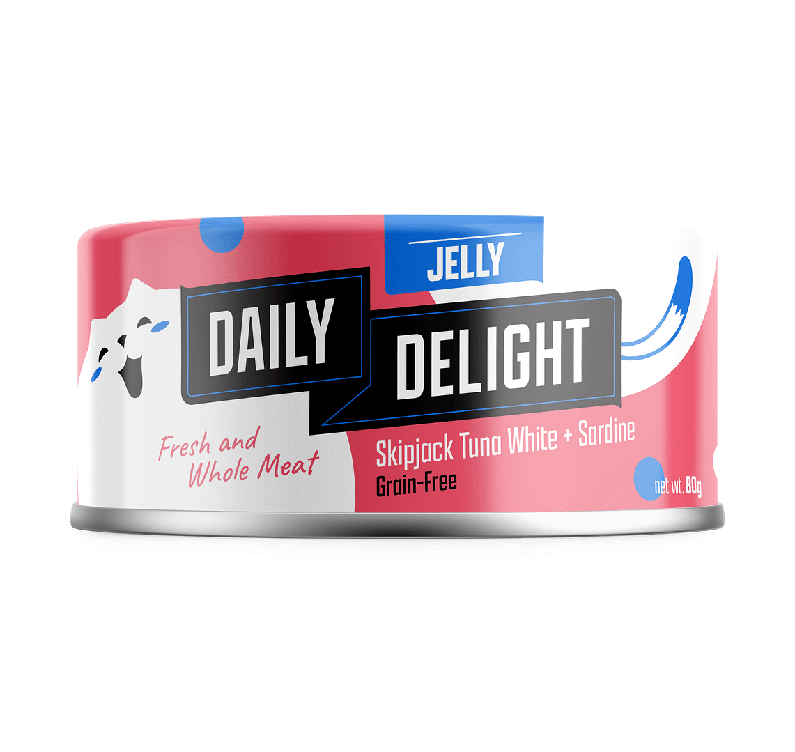 Daily Delight Jelly Skipjack Tuna White With Sardine Grain-Free Wet Cat Food 80g