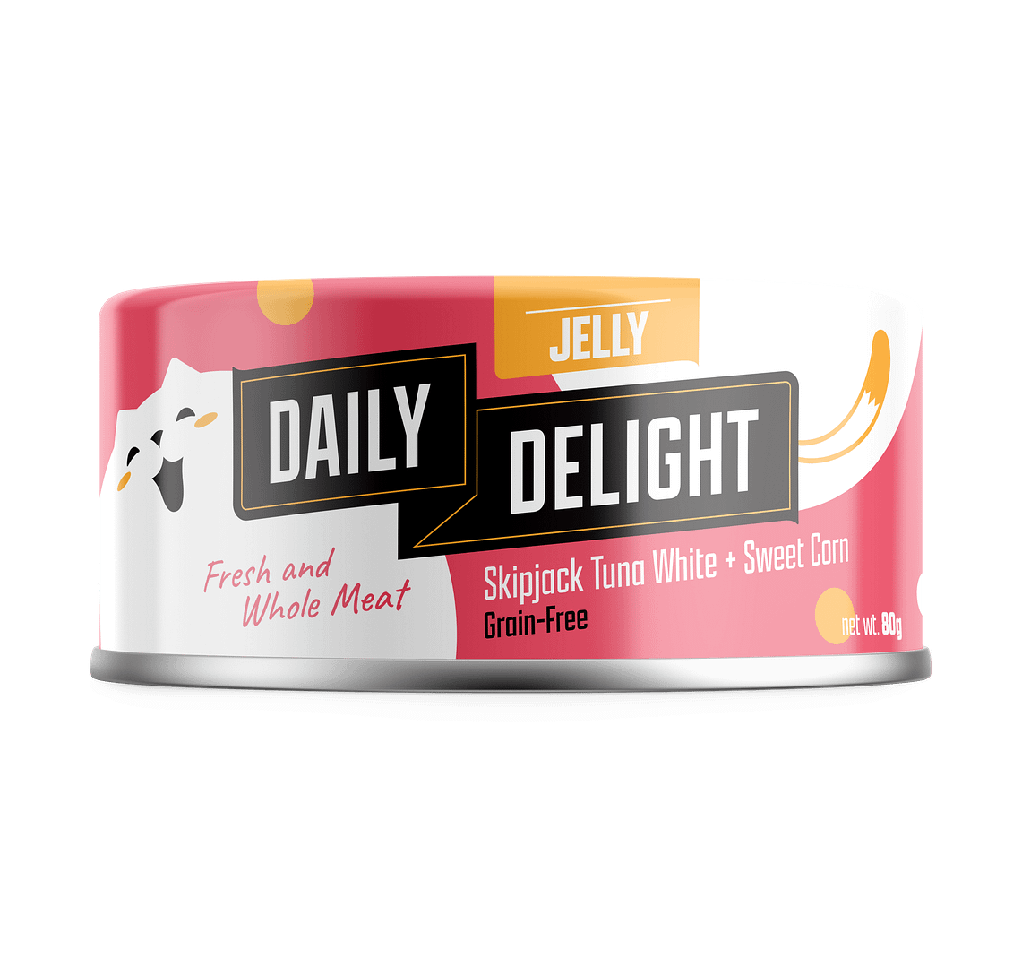 Daily Delight Jelly Skipjack Tuna White With Sweet Corn Grain-Free Wet Cat Food 80g