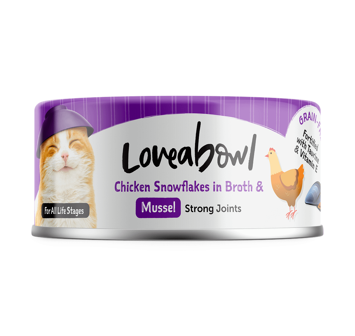 Loveabowl Chicken snowflakes in Broth with Mussel Wet Food for Cat 70g