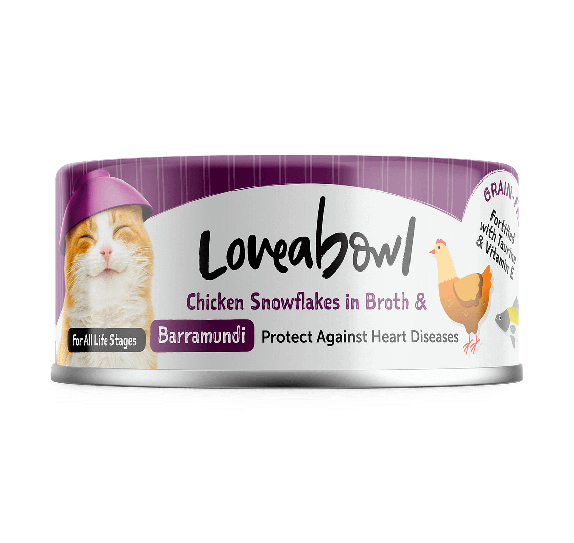 Loveabowl Chicken snowflakes in Broth with Barramundi Wet Food for Cat 70g