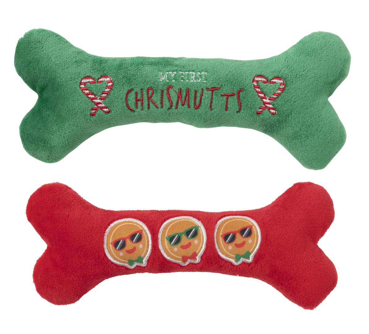 FuzzYard Howlidays Plush Dog Toy - Chrismutts Homies Bones (2pk) Small