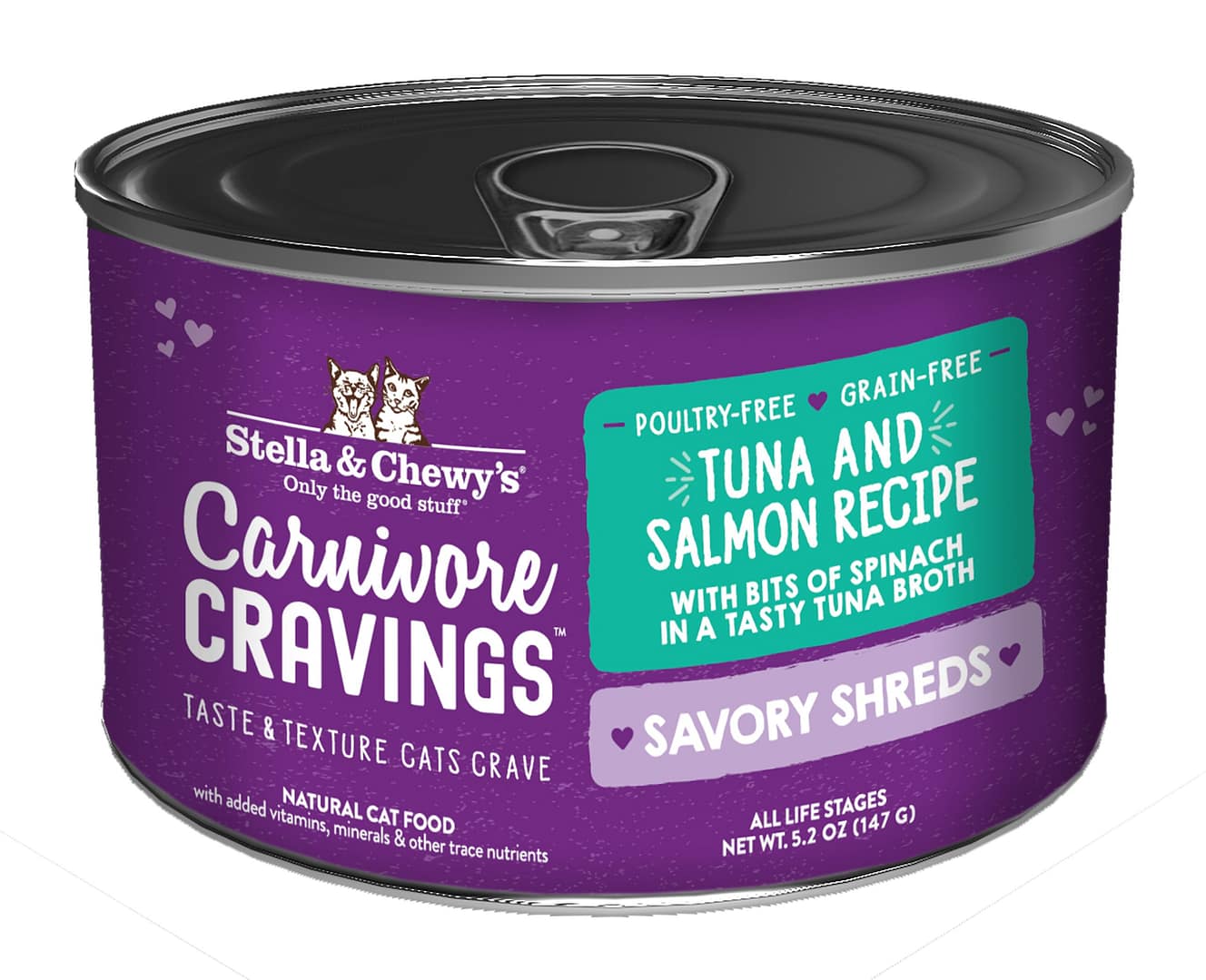 Stella & Chewy's Carnivore Cravings-Savory Shreds Tuna & Salmon Dinner in Broth 5.2oz