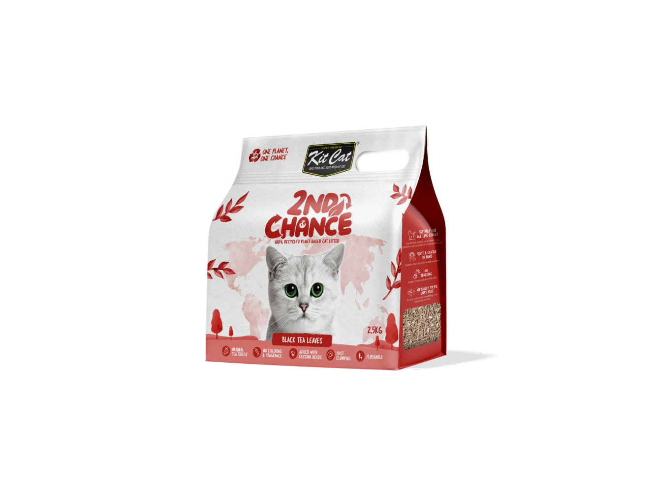 Kit Cat 2nd Chance 100% Recycled Plant-Based Clumping Cat Litter - Black Tea Leaves (2.5KG)