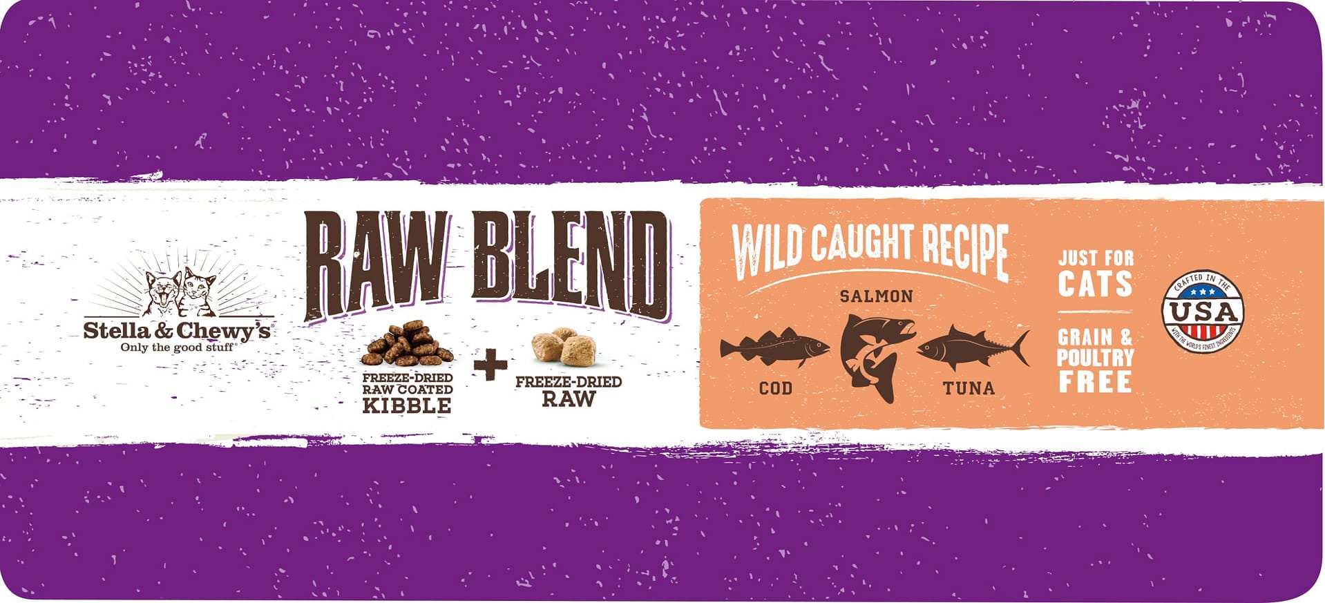 Stella & Chewy's Raw Blend Kibble Wild Caught Recipe Freeze Dried Cat Food 5lb - Image 3