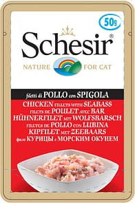 Schesir Cat Pouches in Chicken Fillets with Seabass Wet Cat Food 50g