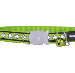 Red Dingo Cat Reflective Collar - Fish Lime Green