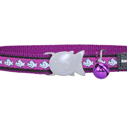 Red Dingo Cat Reflective Collar - Fish Purple