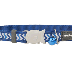 Red Dingo Cat Reflective Ziggy Collar - Dark Blue