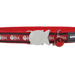 Red Dingo Cat Design Collar - Fish Bone Red