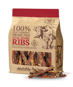 Absolute Bites Single Ingredient Air Dried Treats for Dogs - Grass Fed Veal Spare Ribs 250g