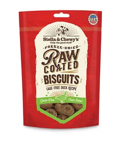 Stella & Chewy's Raw Coated Biscuits Cage-Free Duck Recipe Freeze-Dried Grain Free Dog Treats, 9oz
