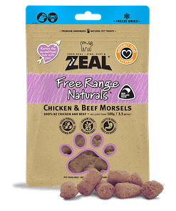 Zeal Free Range Naturals Freeze Dried Chicken & Beef Morsels for Dogs & Cats