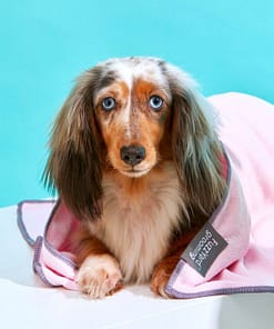 FuzzYard Pink With Grey Trim Microfibre Drying Towel For Puppies