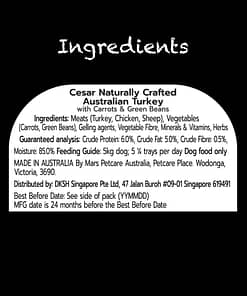 Cesar Naturally Crafted Dog Food Wet Food Australian Turkey 85g