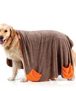 FuzzYard Brown With Orange Trim Microfibre Drying Towel