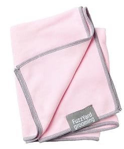 FuzzYard Pink With Grey Trim Microfibre Drying Towel For Puppies