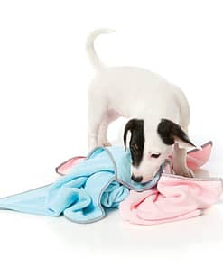 FuzzYard Pink With Grey Trim Microfibre Drying Towel For Puppies