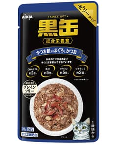 Aixia Kuro-can Pouch-Tuna & Skipjack w/Dried Skipjack Wet Food for Cats 70g
