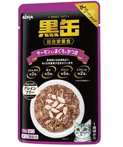 Aixia Kuro-can Pouch-Tuna & Skipjack w/Salmon Wet Food for Cats 70g