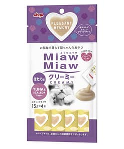 Aixia Miaw Miaw Creamy-w/Scallop Treats for Cats 15g (4pcs)