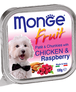 Monge Fruits Pate & Chunk W Chicken & Raspberry Wet Food for Dogs 100g