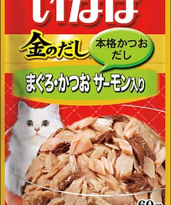 CIAO Tuna Golden Stock Pouch with Salmon in Jelly Wet Food for Cats 60g