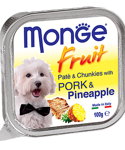 Monge Fruits Pate & Chunks With Pork & Pineapple Wet Food for Dogs 100g