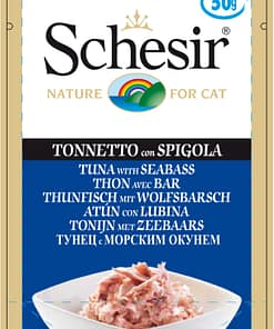 Schesir Cat Pouches in Tuna with Seabass Wet Cat Food 50g