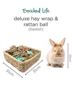 Oxbow Enriched Life - Deluxe Hay Wrap & Rattan Ball Basket for Small Animals