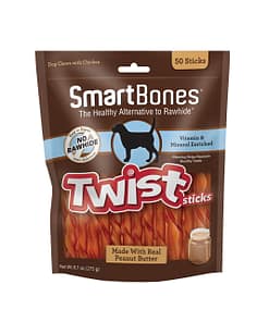 SmartBones Peanut Butter Smart Twist Sticks for Dogs 50pcs