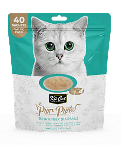 Kit Cat Purr Puree Value Pack Tuna & Fiber (Hariball) 600g (15gx40 Sachets)