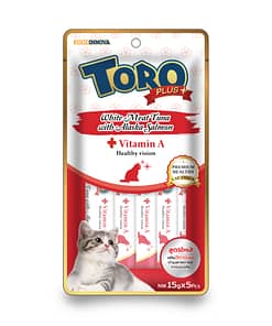 Toro Plus White Meat Tuna With Alaska Salmon and Vitamin A for Healthy Vision for Cats 15g x 5pcs