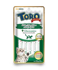 Toro Plus White Meat Tuna With Cod Fish and Glucoamine for Joint Health for Cats 15g x 5pcs