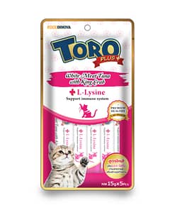 Toro Plus White Meat Tuna With King Crab and L-Lysine to Support Immune System for Cats 15g x 5pcs