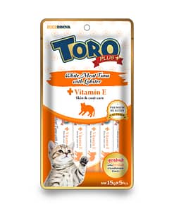 Toro Plus White Meat Tuna With Lobster and Vitamin E for Skin and Coat for Cats 15g x 5pcs