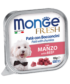 Monge Fresh Pate & Chunkies With Beef Wet Food for Dogs 100g