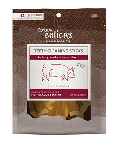 TropiClean Enticers Teeth Cleaning Sticks for Dogs - Hickory Smoked Bacon Flavor 8oz