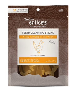TropiClean Enticers Teeth Cleaning Sticks for Dogs - Honey Marinated Chicken Flavor 8oz